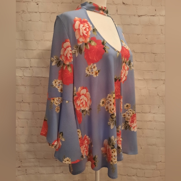Woman's Flowy Floral Print Blouse - Boutique Brand - Plus Size 1X -NWT - Picture 6 of 12